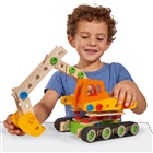 Wooden building set with caterpillars