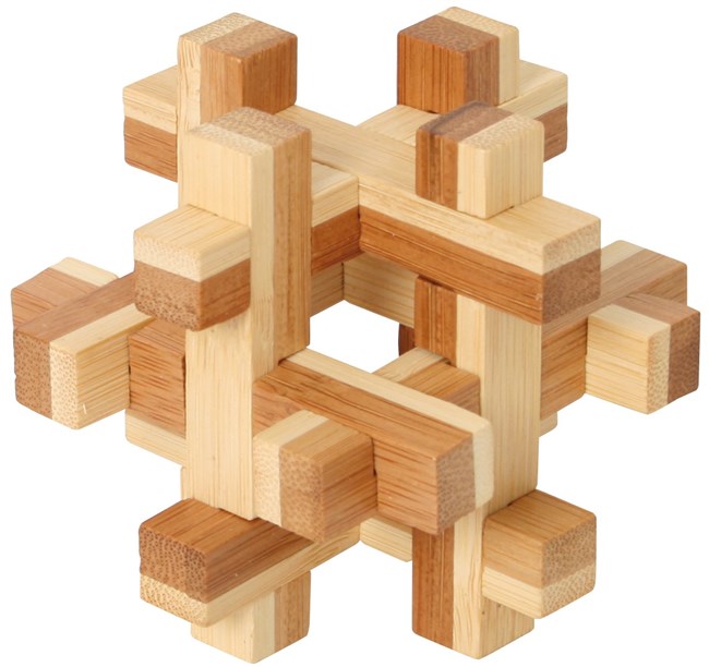 Prison built by cross - Bamboo IQ puzzle